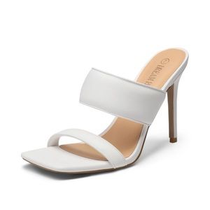 Shein White Stiletto Heels Open Toe Double Mules